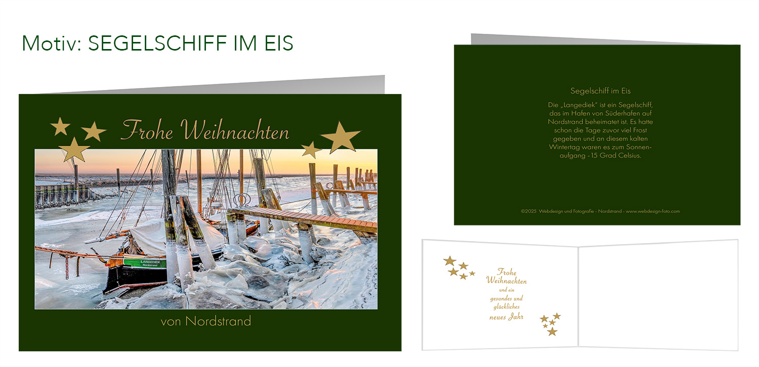 Weihnachtskarten Nordstrand - Schiff im Eis Weihnachtskarten Nordstrand - Schiff im Eis